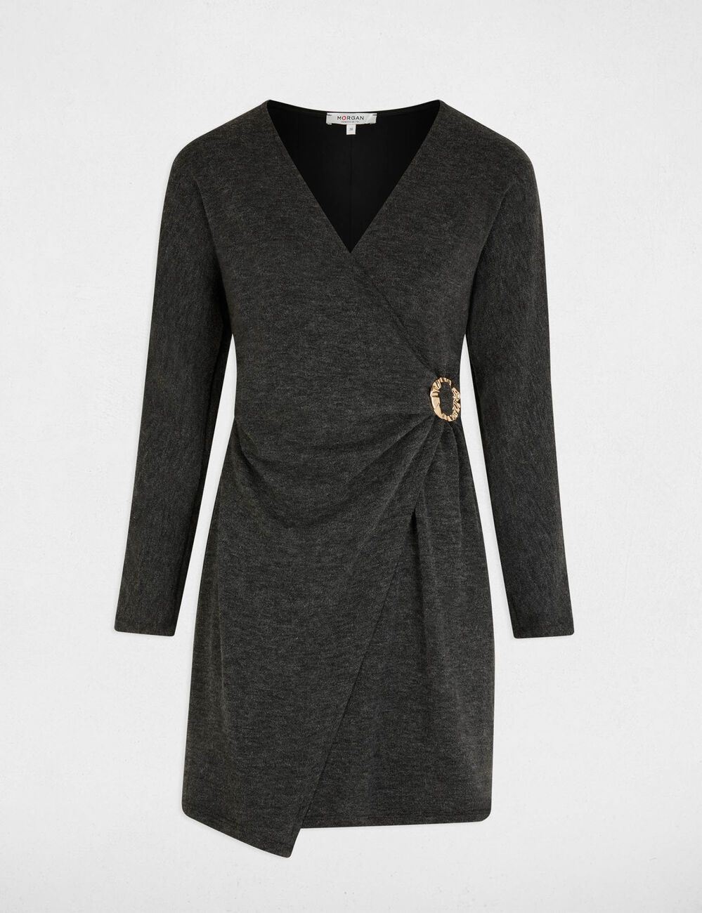 Short wrap dress mid-grey women