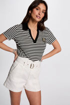 T-shirt manches courtes rayé blanc femme