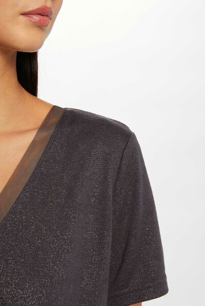 Short-sleeved t-shirt with spangles anthracite grey ladies'