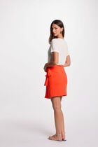 Jupe portefeuille drapée orange foncé femme