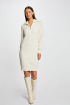 Straight jumper dress zipped-rollneck ivory women