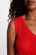 Crochet top with v-neck bright red women
