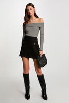 Robe courte droite 2-en-1 noir femme