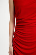Robe courte ajustée drapée rouge femme