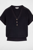 Jumper V-neck short sleeves navy women
