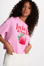 Cropped printed t-shirt pink women