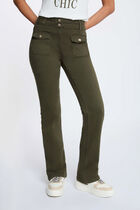 Bootcut trousers khaki green women