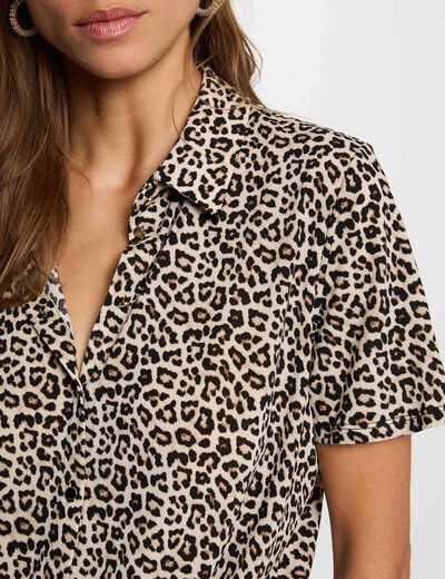 Tie-front shirt with notch collar multicolor women