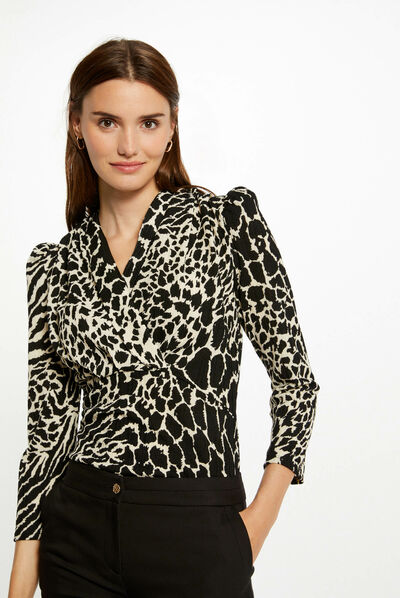 3/4-length sleeved t-shirt animal print multico ladies'