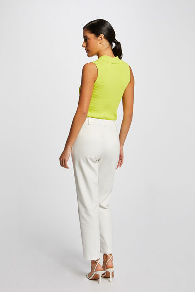 Sleeveless jumper vest top polo collar aniseed ladies'