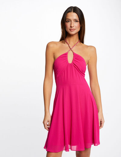 A-line dress with bustier neckline dark pink ladies'