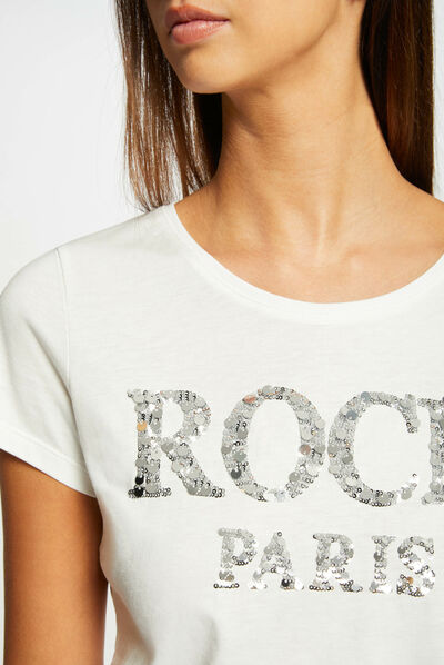 Short-sleeved t-shirt with message silver ladies'