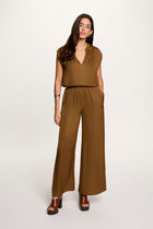 Flowy wide-leg trousers camel women