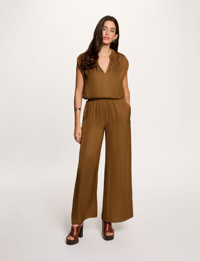Flowy wide-leg trousers camel women