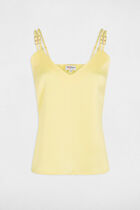 Satin top with straps light yellow women