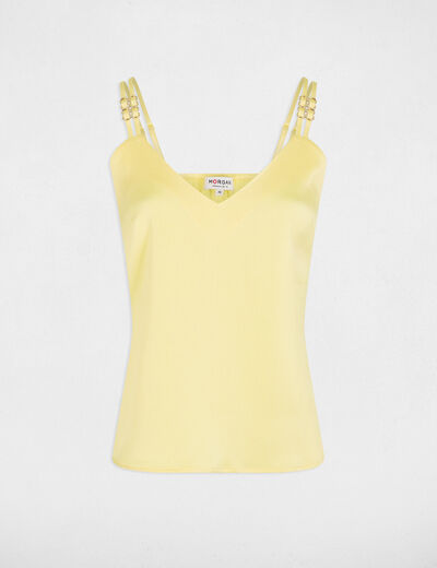 Satin top with straps light yellow women