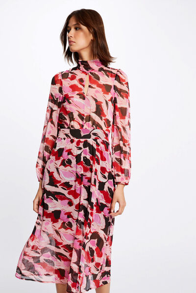 Midi straight dress abstract print multico ladies'