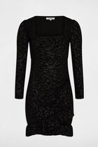 Robe ajustée drapée imprimé abstrait noir femme