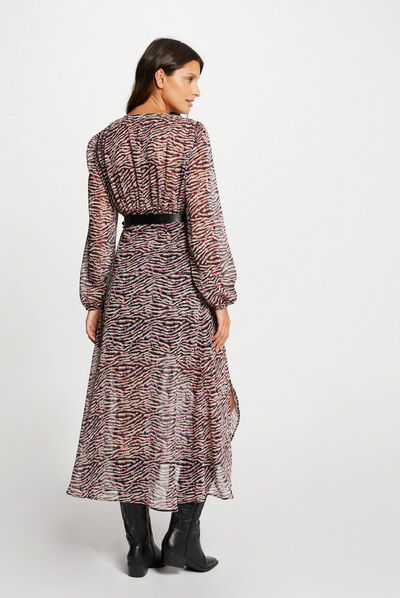 Maxi A-line dress with animal print multico ladies'