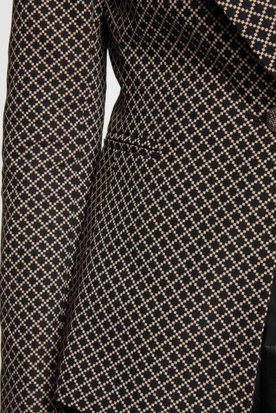 Waisted city jacket geometric print black ladies'