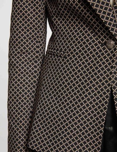 Waisted city jacket geometric print black ladies'