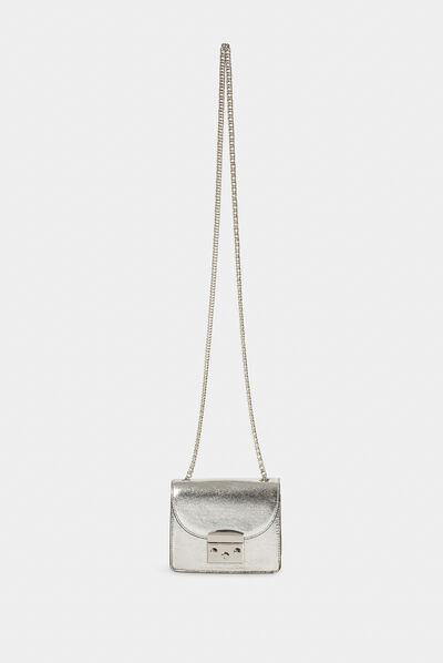 Clutch bag with metallised effect silver ladies'