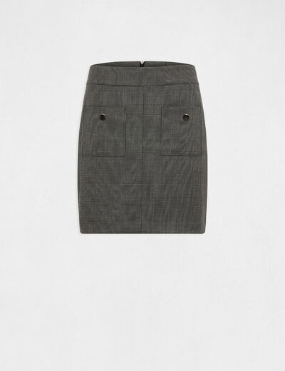 Checked straight skirt anthracite grey ladies'