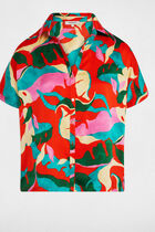Chemise manches courtes multicolore femme