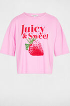 Cropped printed t-shirt pink women