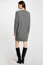 Robe tricot droite à oeillets gris anthracite femme