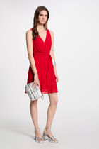 Wrap midi dress red women