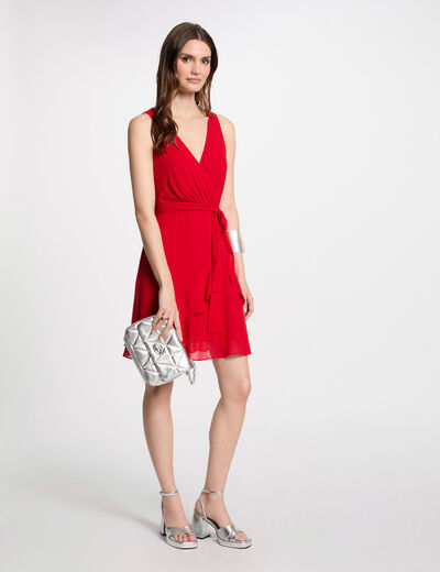Wrap midi dress red women