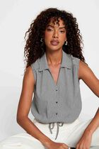 Sleeveless tie-front shirt black women