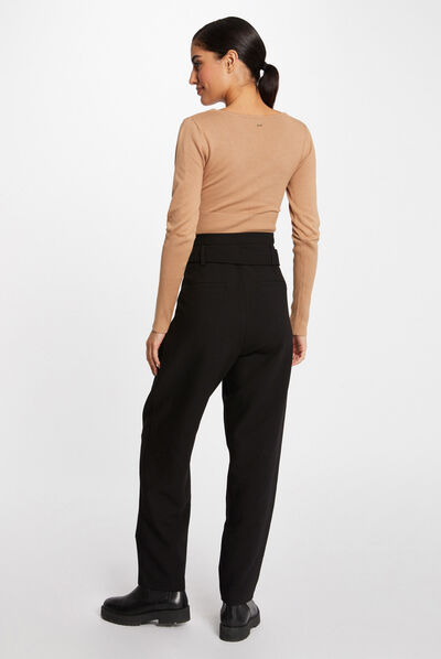 Long-sleeved jumper with zipped detail camel ladies'