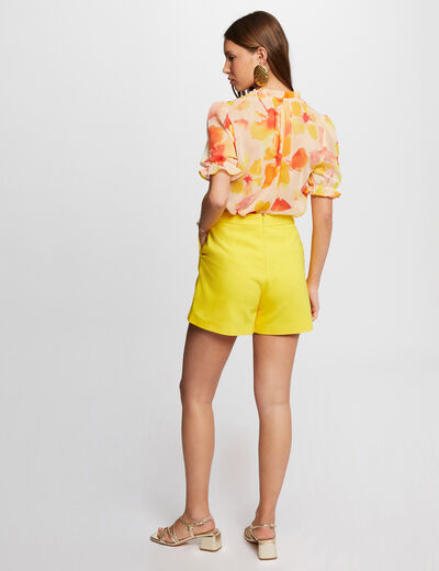 Printed blouse with V-neck multico ladies'