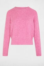 Pull col rond manches longues rose femme