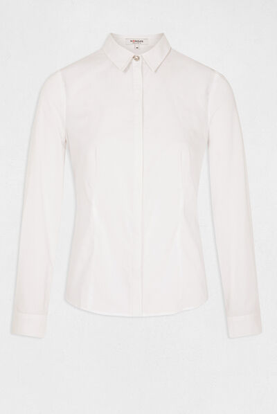 Long-sleeved shirt with elasticised back ecru ladies'