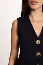 Sleeveless V-neck cardigan navy blue women