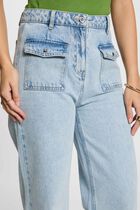 High-waisted wide leg jeans bleach denim women