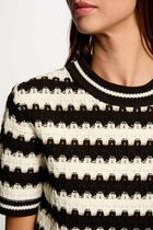 Pull manches courtes rayé blanc femme