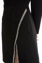 Fitted dress with asymmetrical neckline black women