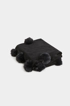 Écharpe doublée à pompons noir femme