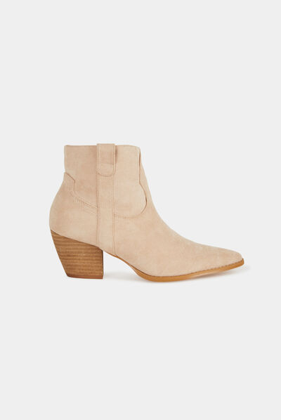 Western style boots with heels beige ladies'