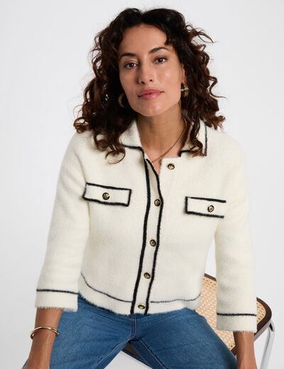 Flowy cropped cardigan white women