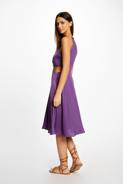A-line dress with ring and openings dark purple ladies'