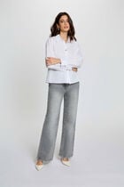 High-waisted wide-leg jeans denim snow grey women