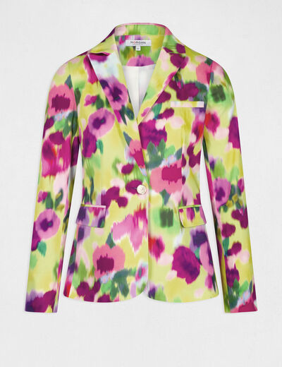 Waisted satin jacket abstract print multico ladies'