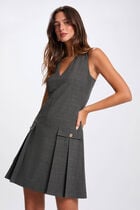 Robe chasuble ajustée gris moyen femme