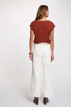 Shiny v-neck t-shirt cognac brown women