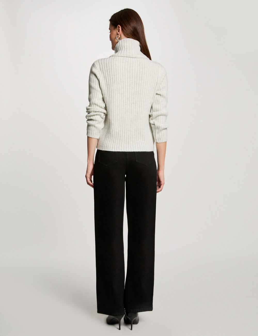 Jumper turtleneck with buttons light grey women